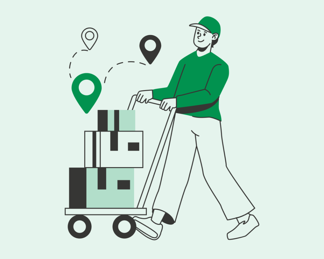 Data Ownership Illustration - Forklift and worker handling data boxes